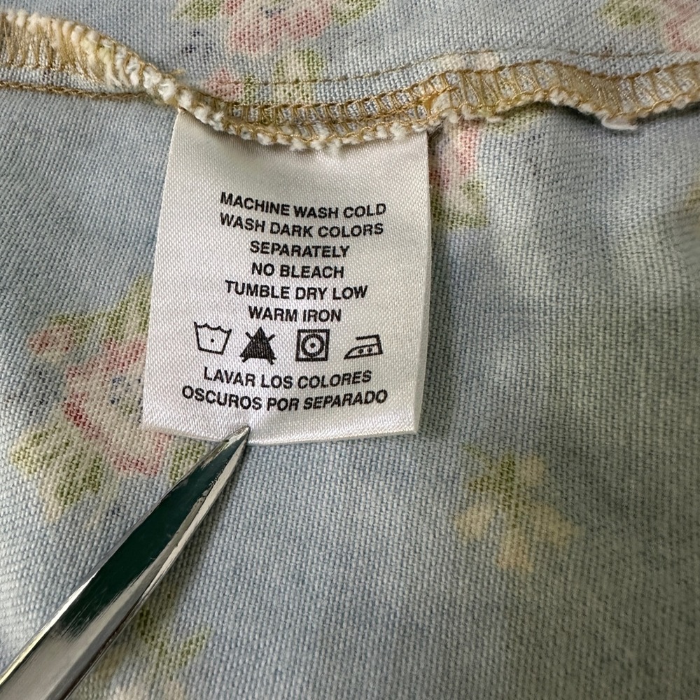 VTG Floral Denim Wrap Midi Dress SP 90s‎ Cottagecore Prairie Boho Ditsy Country - Picture 5 of 10